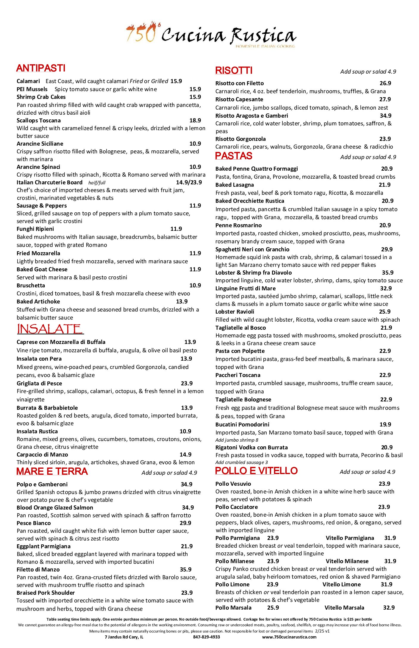 Dinner Menu